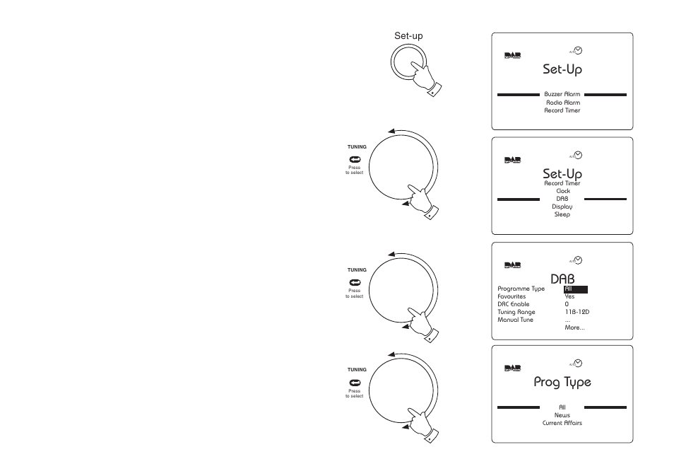 Set-up, 2set-up, 3prog type | Programme type - dab | Roberts Radio RD-1 User Manual | Page 23 / 56