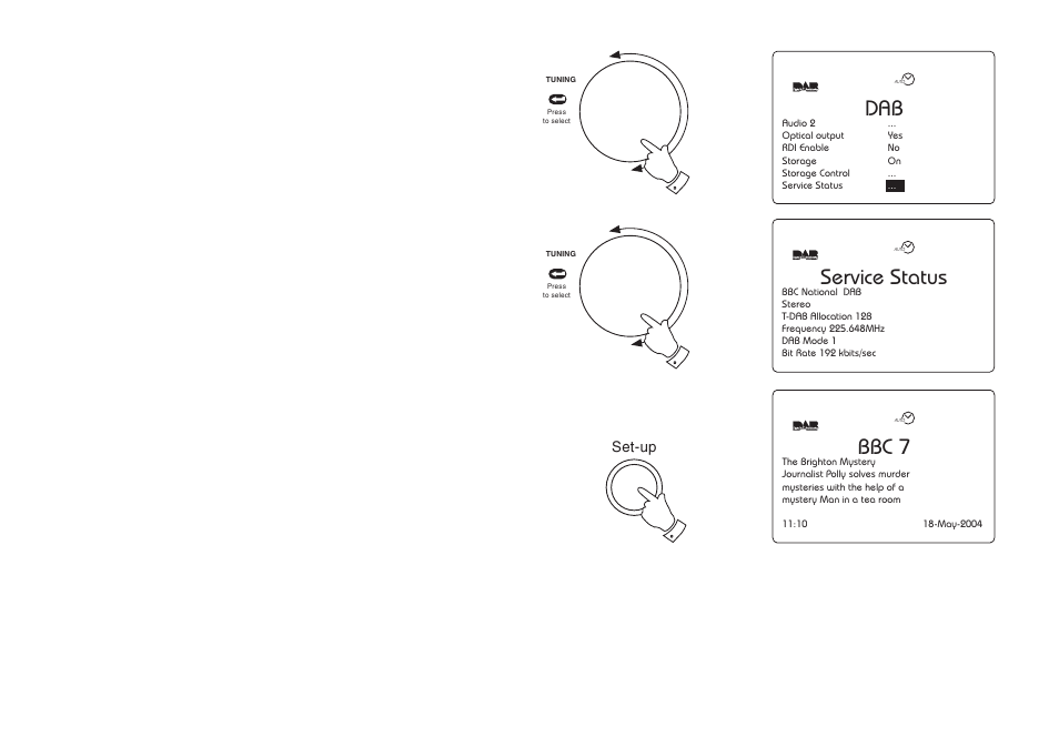 67 dab, Service status, 9bbc 7 | Service status cont | Roberts Radio RD-1 User Manual | Page 27 / 56