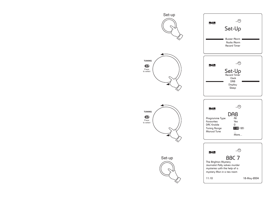 Set-up, 2set-up, 5dab | 7bbc 7, Tuning range - dab | Roberts Radio RD-1 User Manual | Page 29 / 56