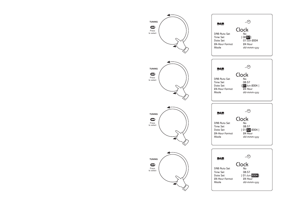 Clock, 10 clock, 14 clock | Clock settings cont | Roberts Radio RD-1 User Manual | Page 37 / 56