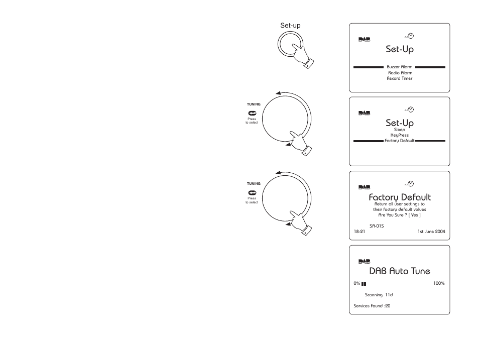 Set-up, 2set-up, 4dab auto tune | Factory default | Roberts Radio RD-1 User Manual | Page 51 / 56