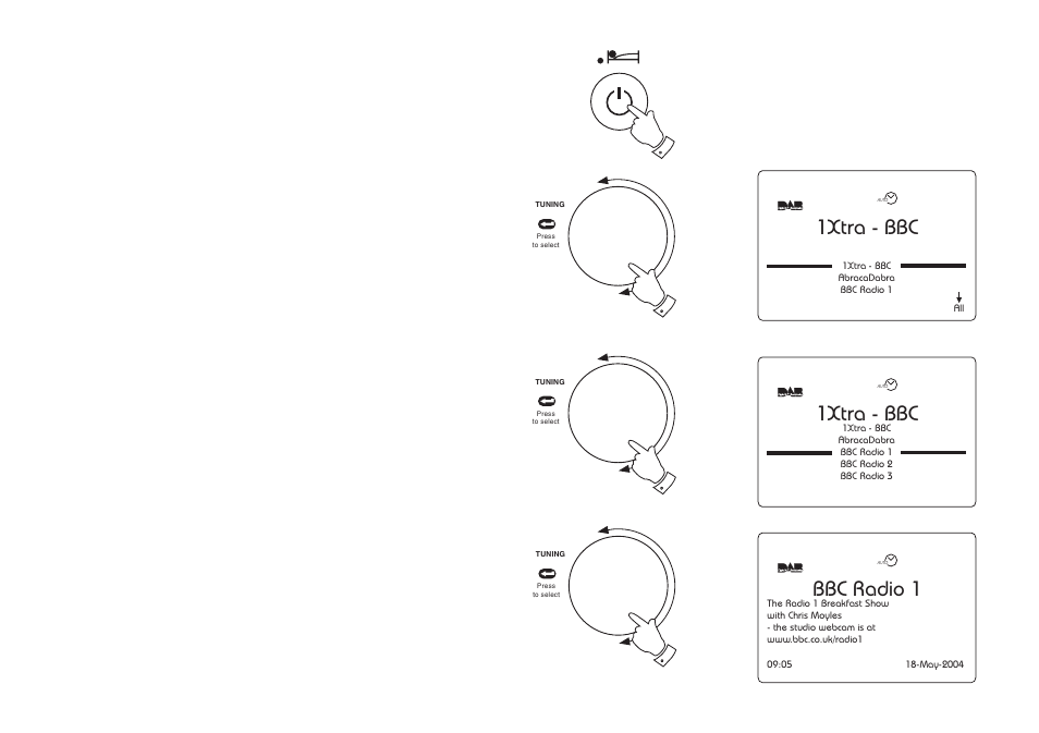 1xtra - bbc, Bbc radio 1, Operating your radio - dab | Roberts Radio RD-1 User Manual | Page 8 / 56