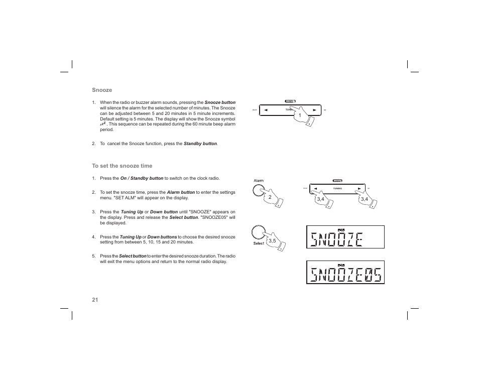 21 snooze | Roberts Radio ecologic 5 User Manual | Page 22 / 36