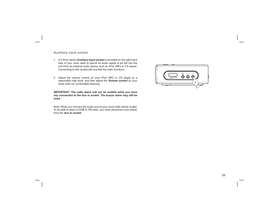 26 auxiliary input socket | Roberts Radio ecologic 5 User Manual | Page 27 / 36