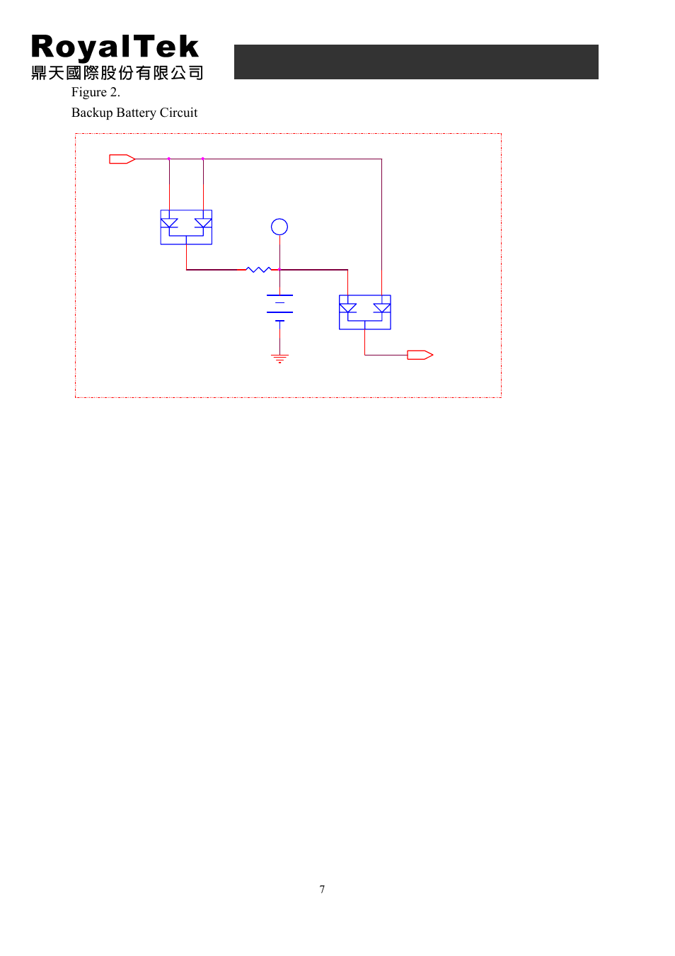 Rdr-3200 user manual, Figure 2. backup battery circuit, Battery sch | Royaltek confidential | RoyalTek PANASONIC GYRO RDR-3200 User Manual | Page 7 / 25