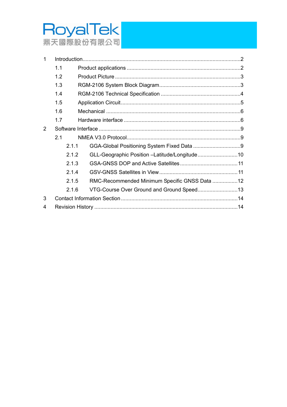 Rgm-2106 operational manual | RoyalTek RGM-2106 User Manual | Page 2 / 15