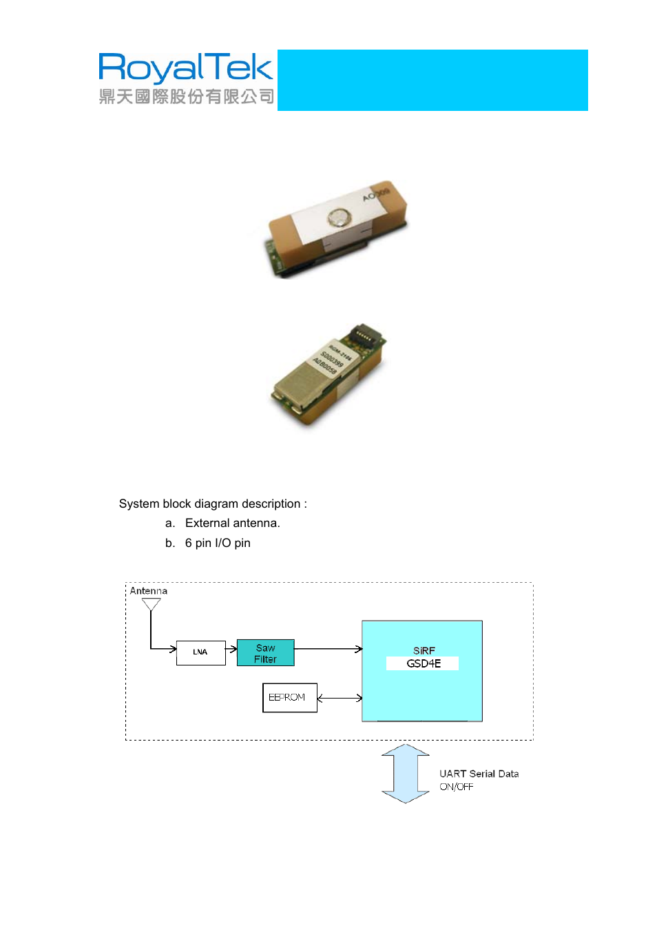 2 product picture, 3 rgm-2106 system block diagram, Product picture | Rgm-2106 system block diagram, Rgm-2106 operational manual | RoyalTek RGM-2106 User Manual | Page 4 / 15