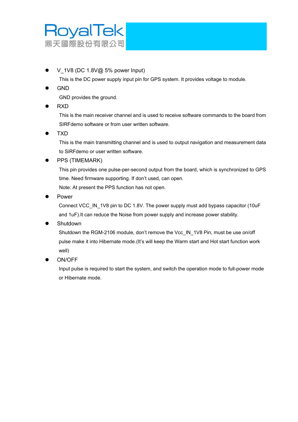 Rgm-2106 operational manual | RoyalTek RGM-2106 User Manual | Page 9 / 15