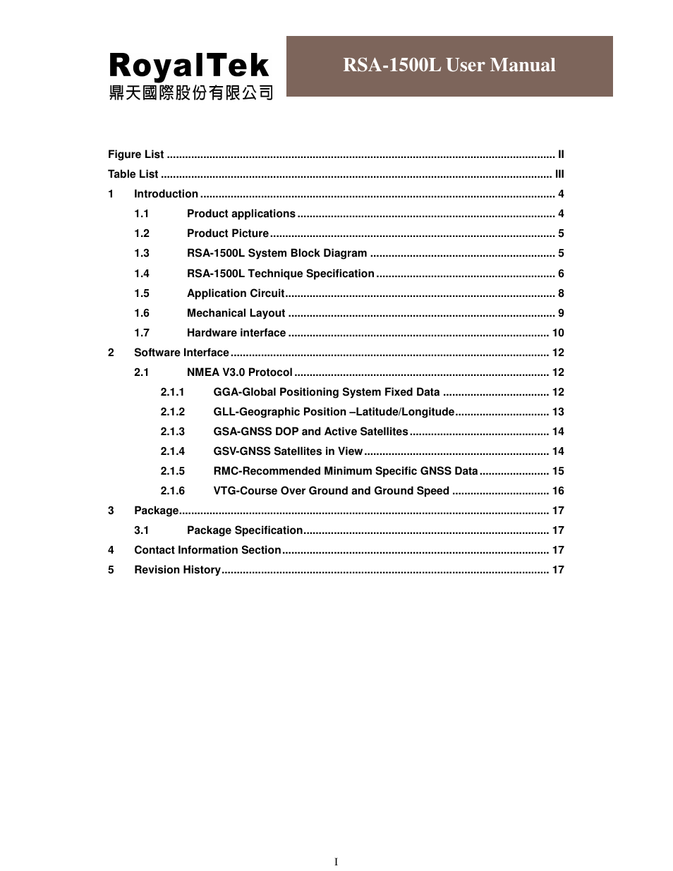 Rsa-1500l user manual | RoyalTek RSA-1500L User Manual | Page 2 / 18