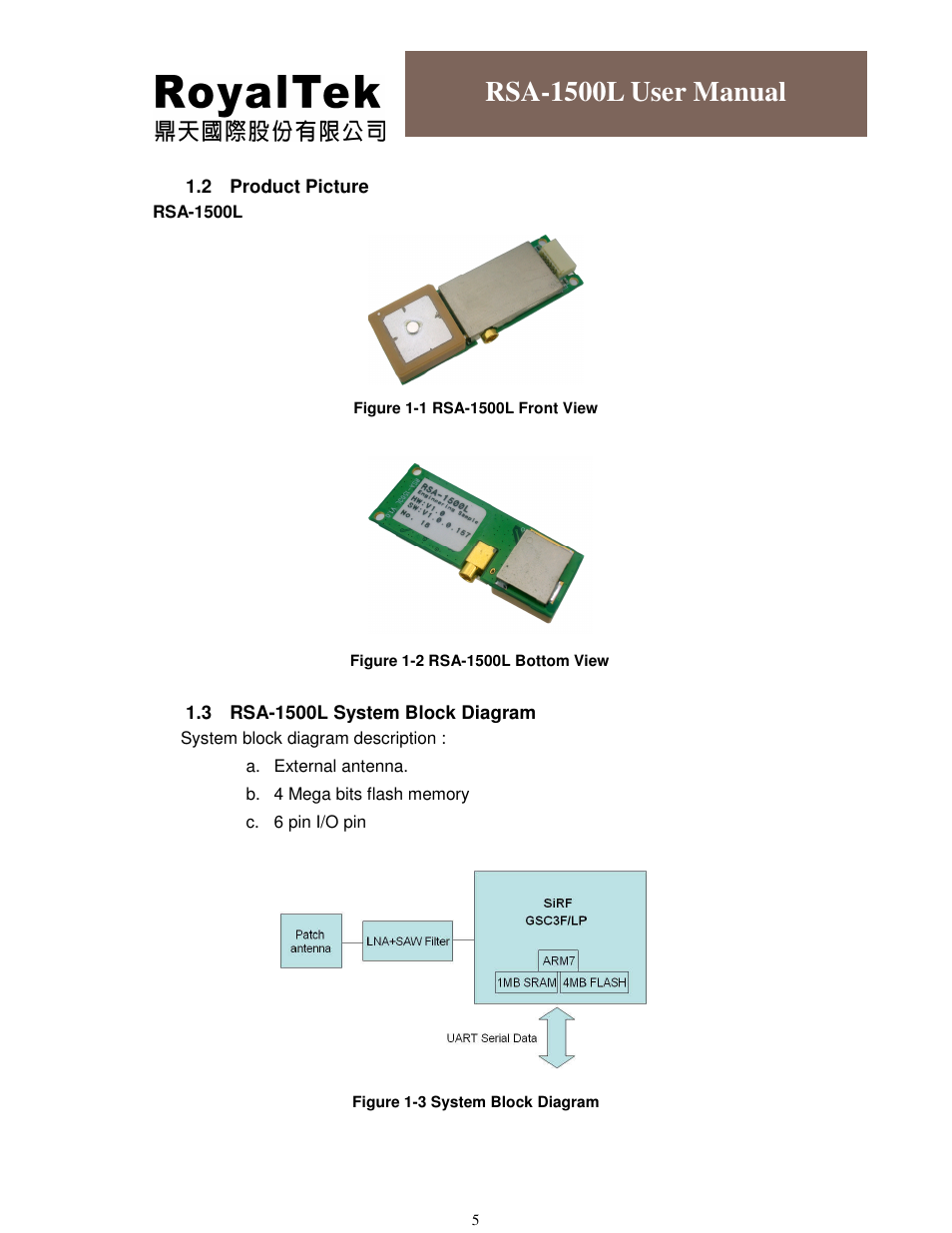 Rsa-1500l user manual | RoyalTek RSA-1500L User Manual | Page 6 / 18