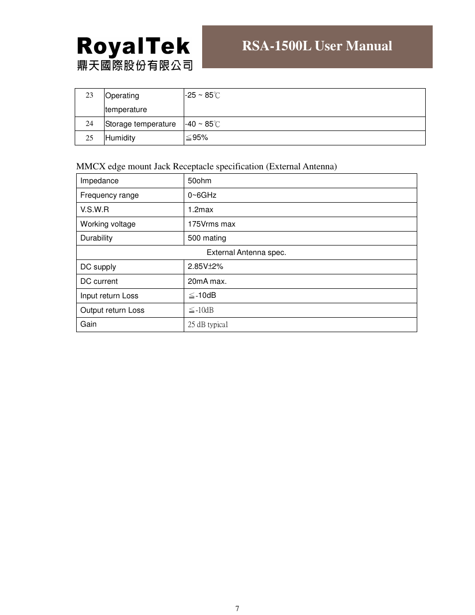 Rsa-1500l user manual | RoyalTek RSA-1500L User Manual | Page 8 / 18