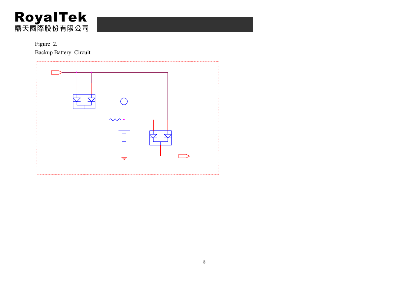 Rdr-3100 user manual, Figure 2. backup battery circuit, Battery sch | RoyalTek RDR-3100 User Manual | Page 8 / 27