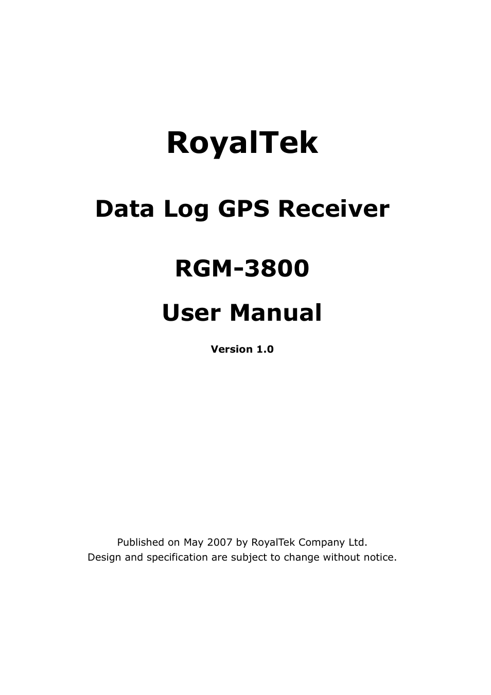 RoyalTek RGM-3800 User Manual | 45 pages