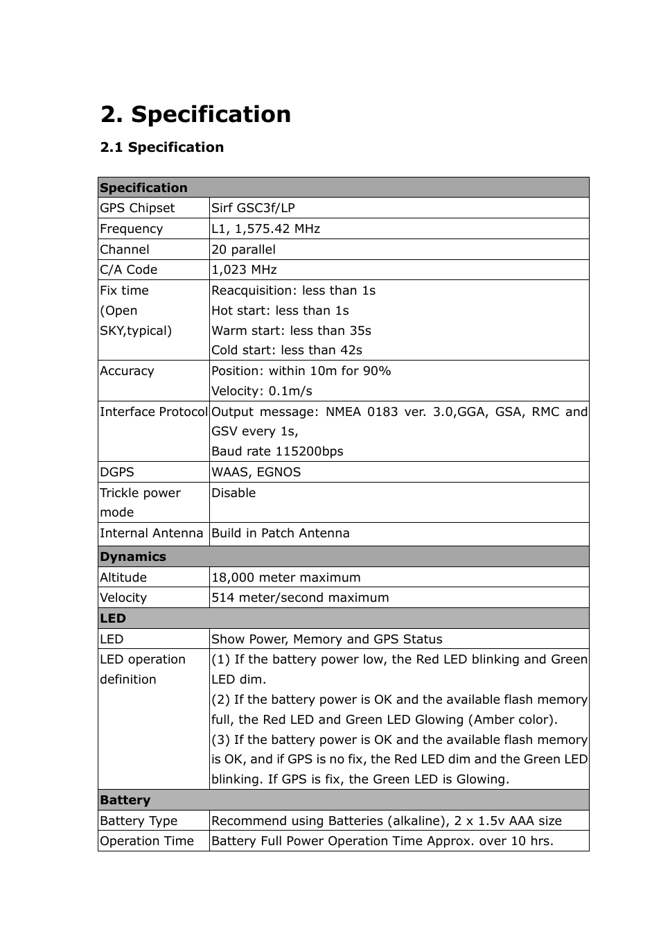 Specification | RoyalTek RGM-3800 User Manual | Page 4 / 45