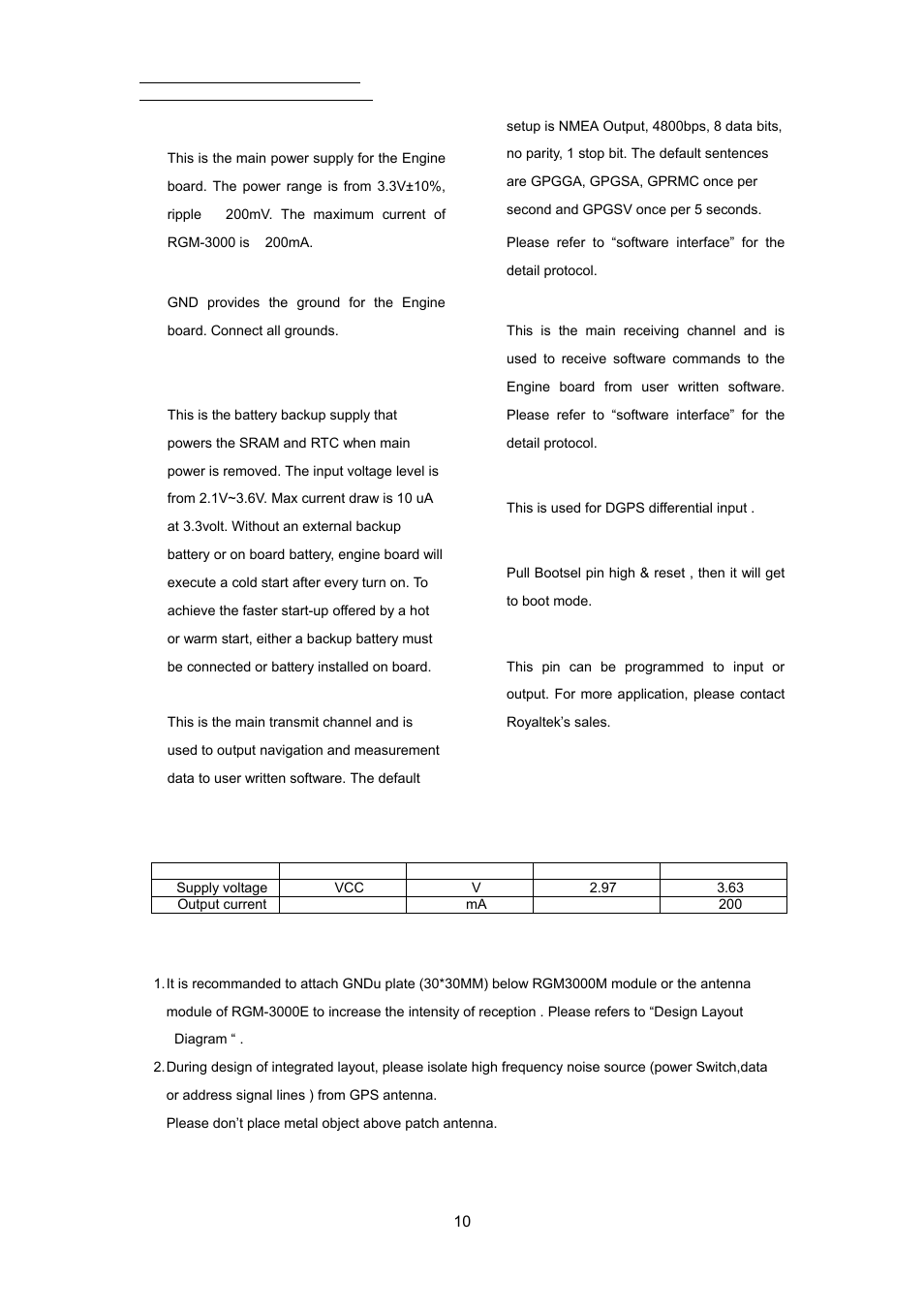 Absolute maximum ratings, Critical design guide and diagram | RoyalTek REB-3000 User Manual | Page 15 / 51