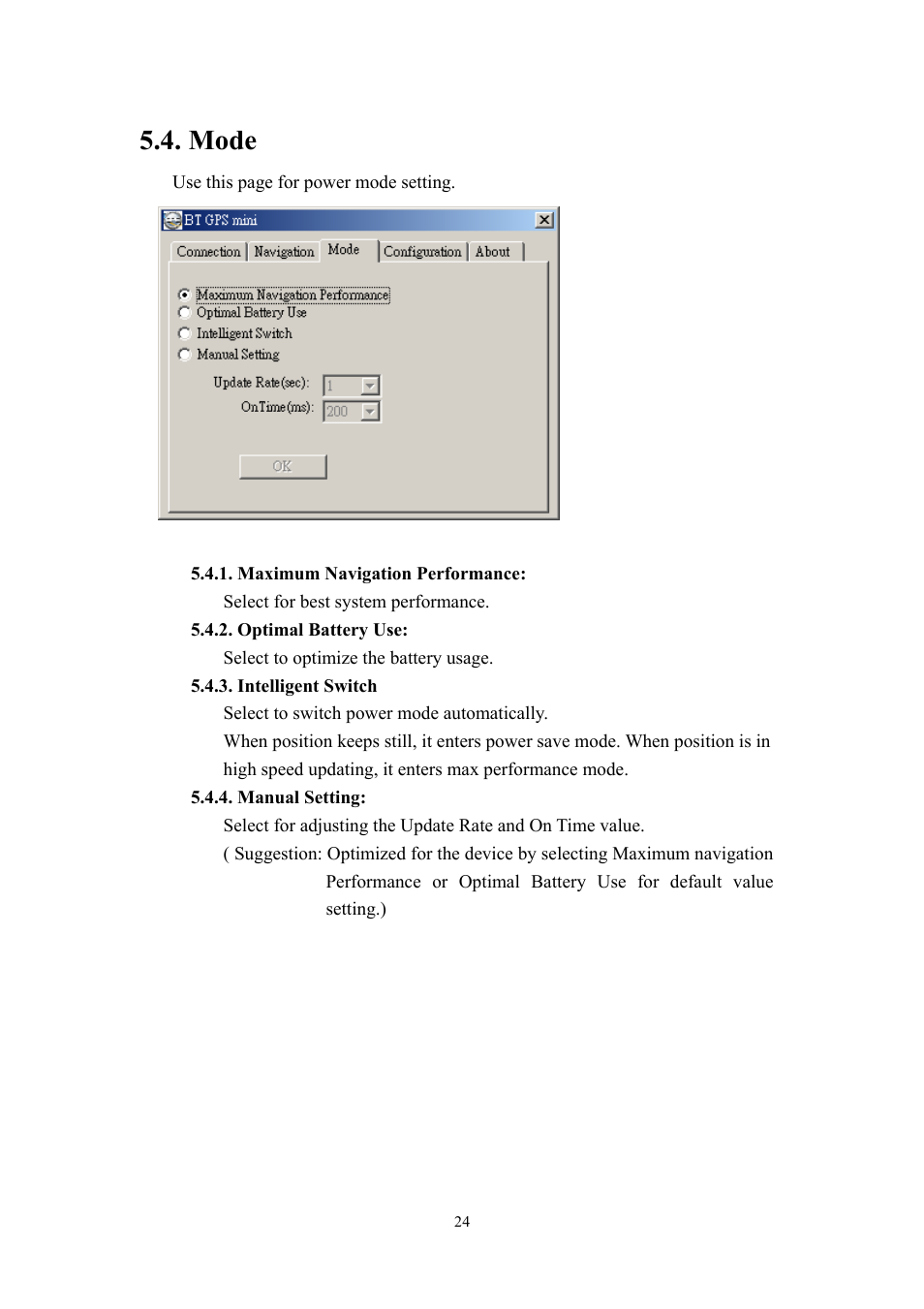 Mode | RoyalTek RBT-1000 User Manual | Page 29 / 48