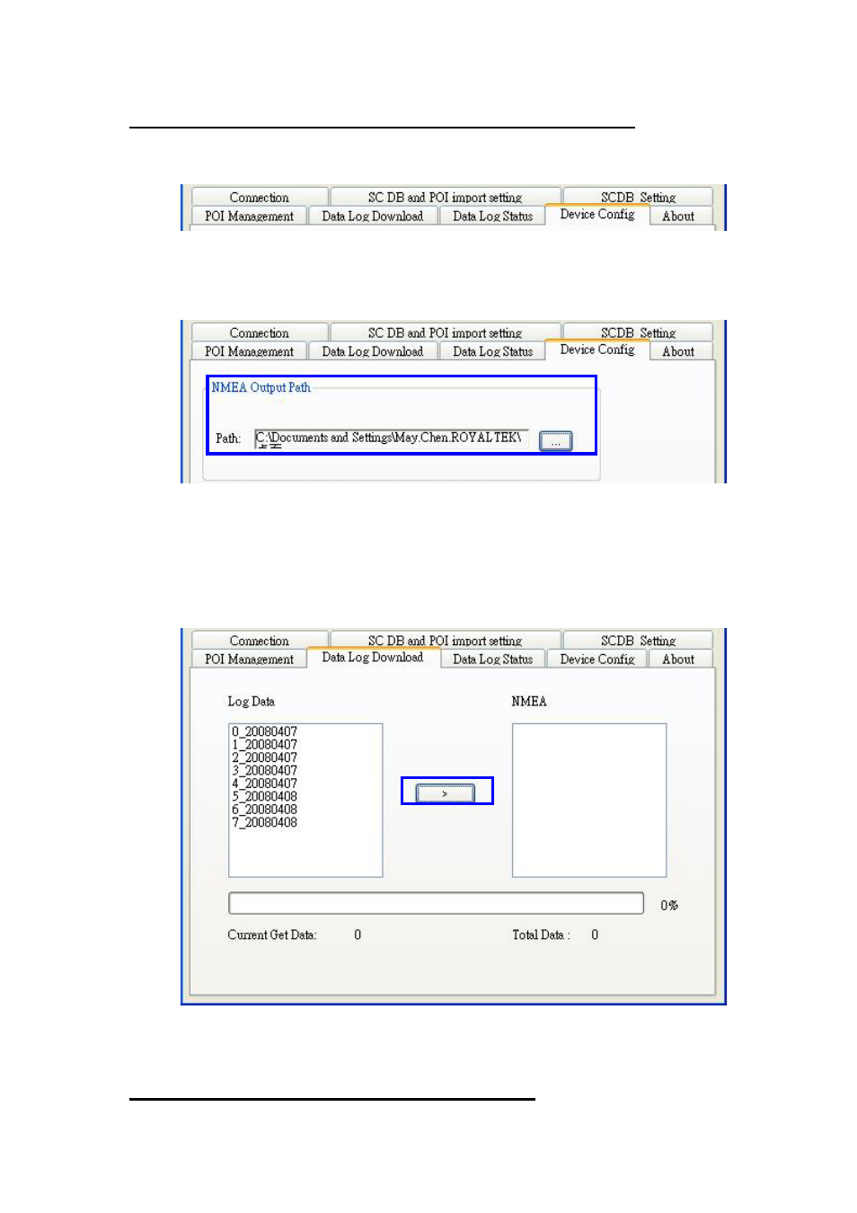 4 datalog download and device configure function | RoyalTek RCD-1100 User Manual | Page 19 / 22