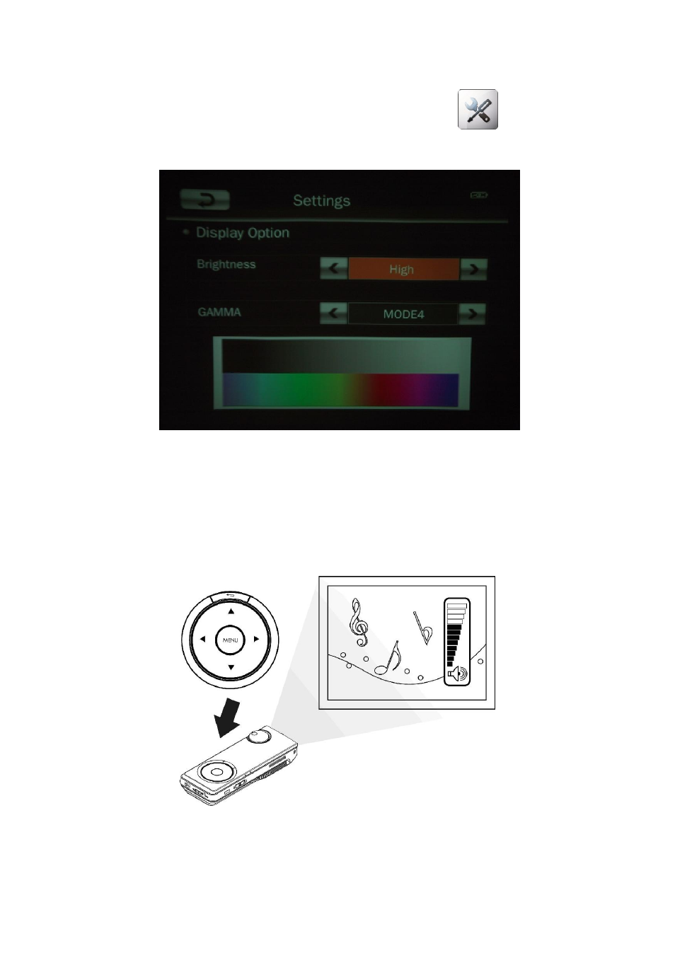 Control the brightness, Control volume | RoyalTek RMP-8200 User Manual | Page 13 / 30