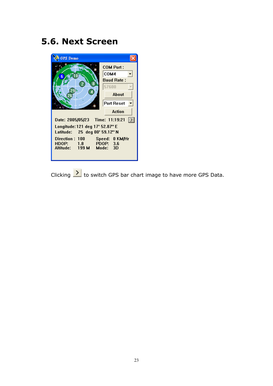 Next screen | RoyalTek RBT-2210 User Manual | Page 23 / 28