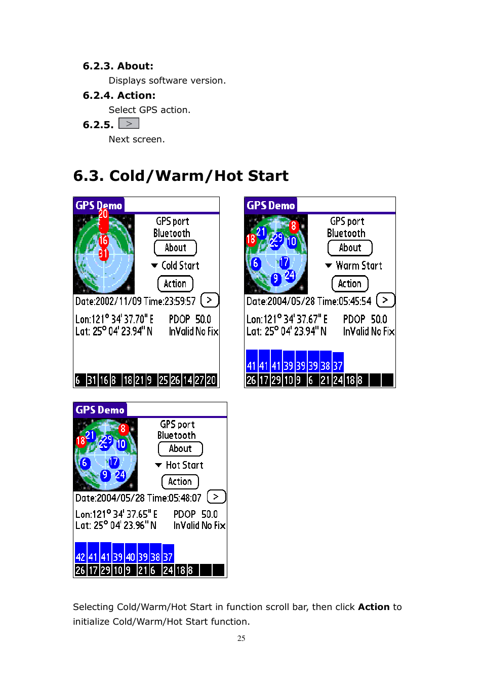 Cold/warm/hot start | RoyalTek RBT-2210 User Manual | Page 25 / 28