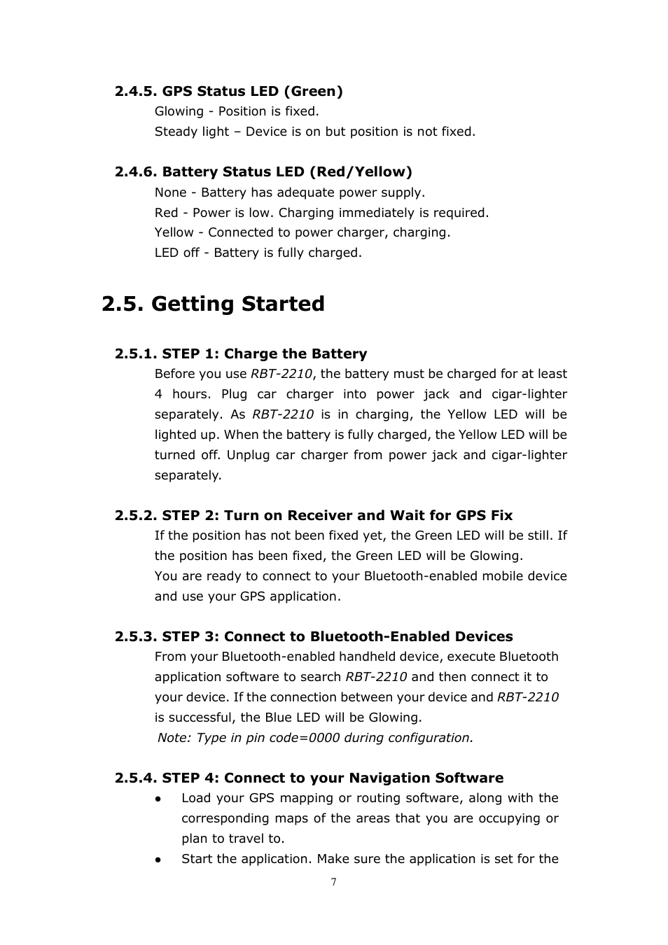 Getting started | RoyalTek RBT-2210 User Manual | Page 7 / 28