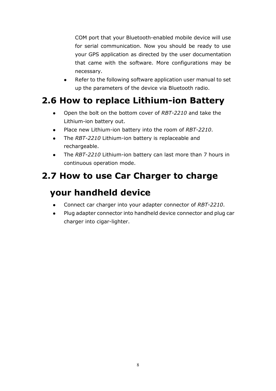 6 how to replace lithium-ion battery | RoyalTek RBT-2210 User Manual | Page 8 / 28