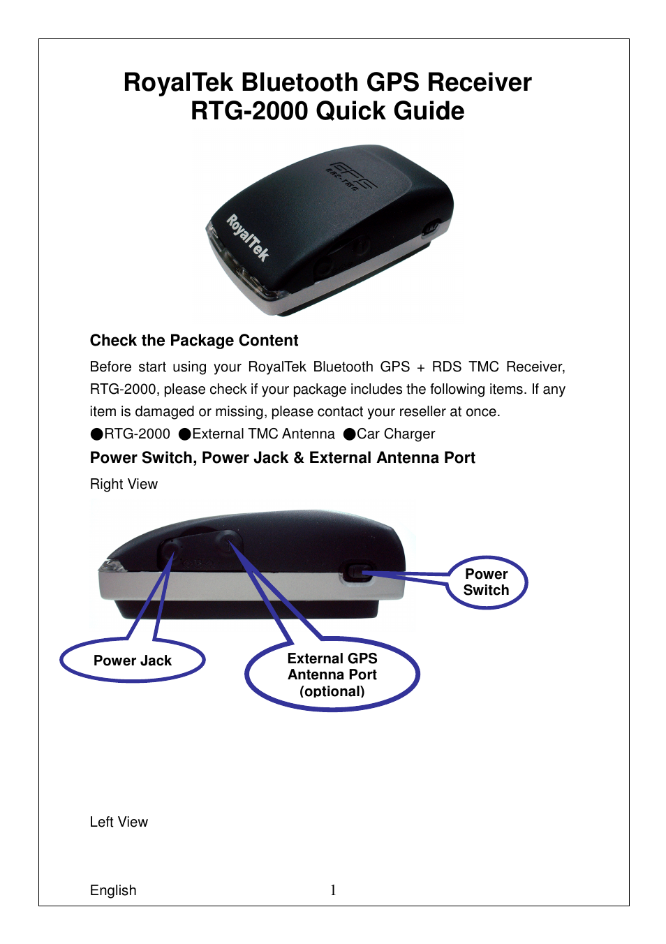 RoyalTek RTG-2000 User Manual | 4 pages