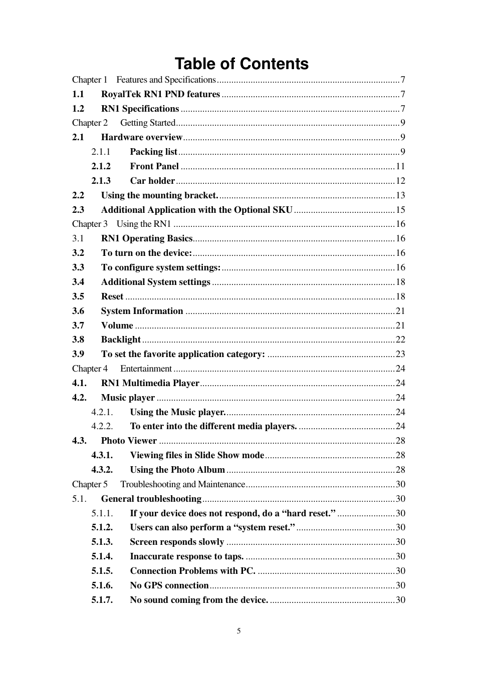 RoyalTek RN1 User Manual | Page 5 / 31