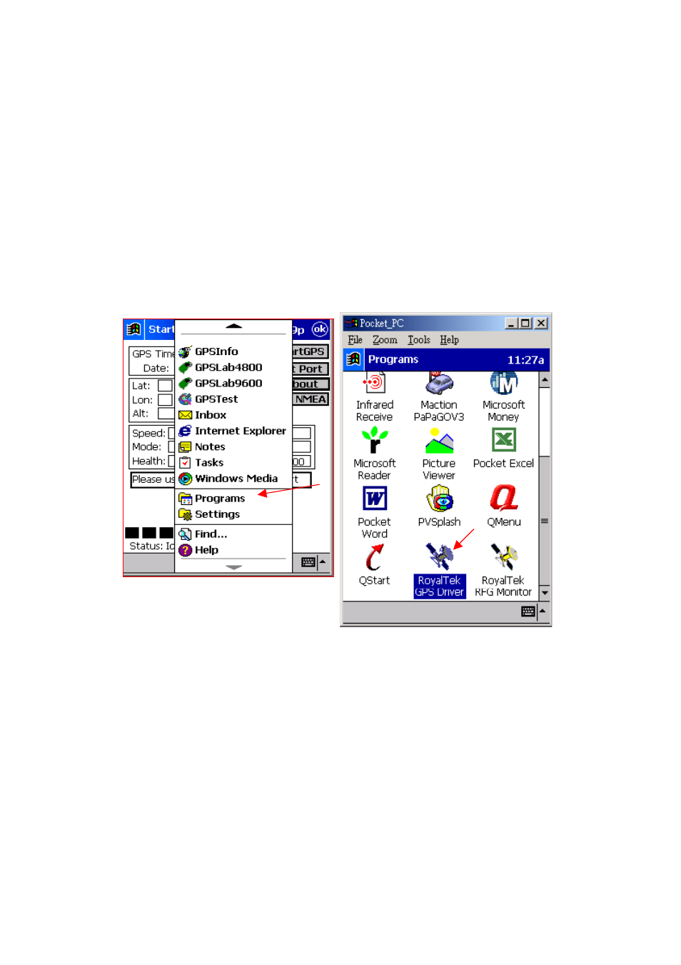 Royaltek gps driver operation(for pda version) | RoyalTek RFG-1000 User Manual | Page 11 / 27