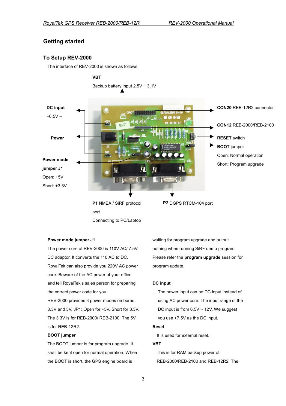 Getting started | RoyalTek REV-2000 User Manual | Page 7 / 54