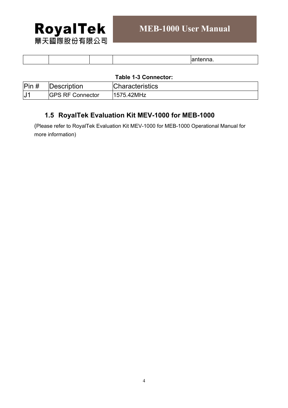 Meb-1000 user manual | RoyalTek MEB-1000 User Manual | Page 8 / 25