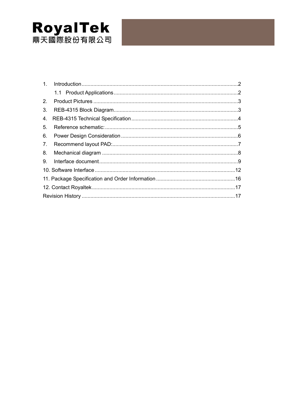 Content, Reb-4315 operational manual | RoyalTek REB-4315 User Manual | Page 2 / 18