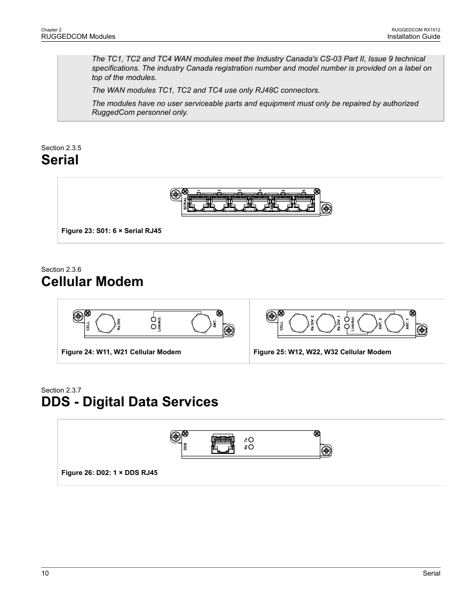 Serial, Cellular modem, Dds - digital data services | 5 serial, 6 cellular modem, 7 dds - digital data services | RuggedCom RX1512 User Manual | Page 16 / 48