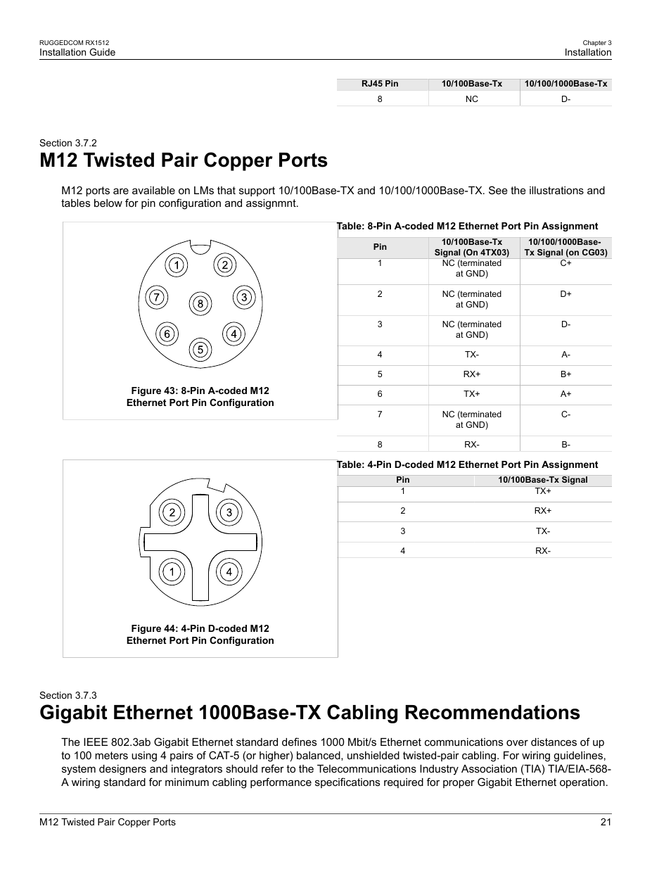 M12 twisted pair copper ports, 2 m12 twisted pair copper ports | RuggedCom RX1512 User Manual | Page 27 / 48