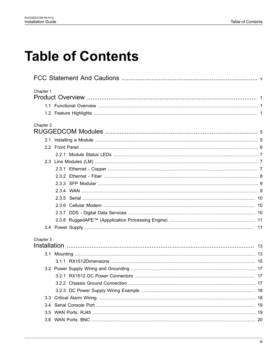 RuggedCom RX1512 User Manual | Page 3 / 48