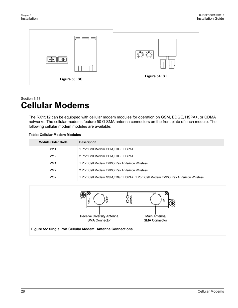 Cellular modems, 13 cellular modems | RuggedCom RX1512 User Manual | Page 34 / 48