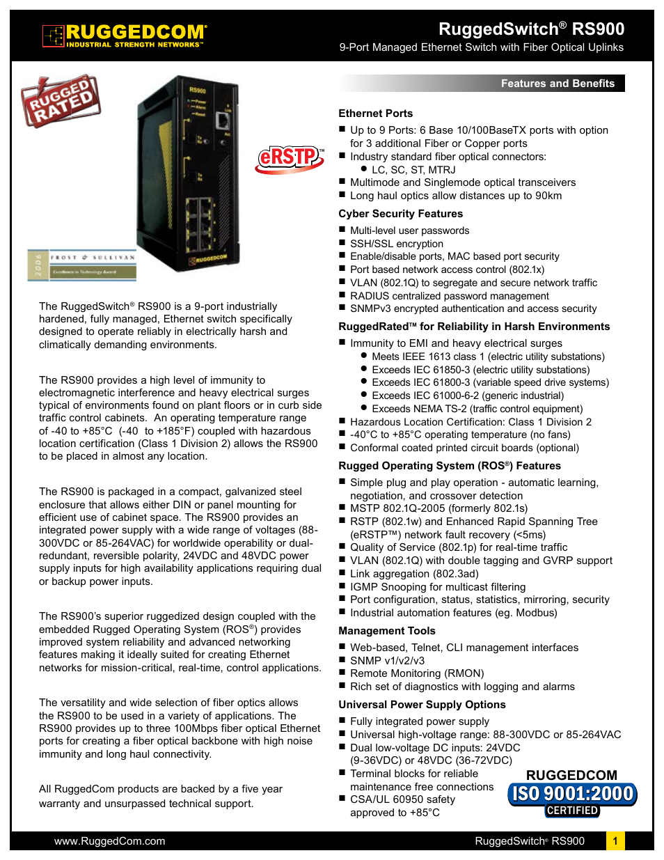 RuggedCom RS900 User Manual | 9 pages
