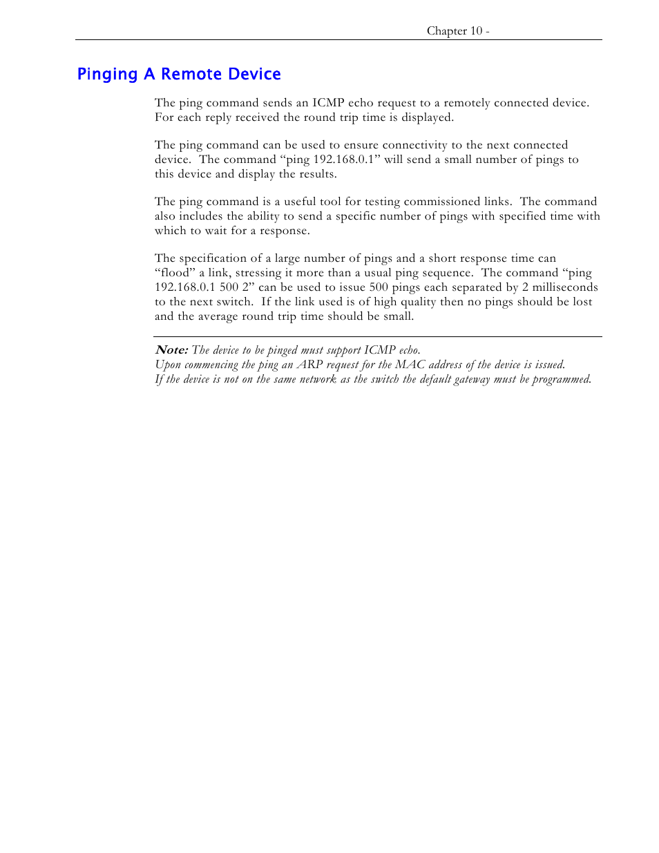 Pinging a remote device | RuggedCom RS1600 User Manual | Page 109 / 130