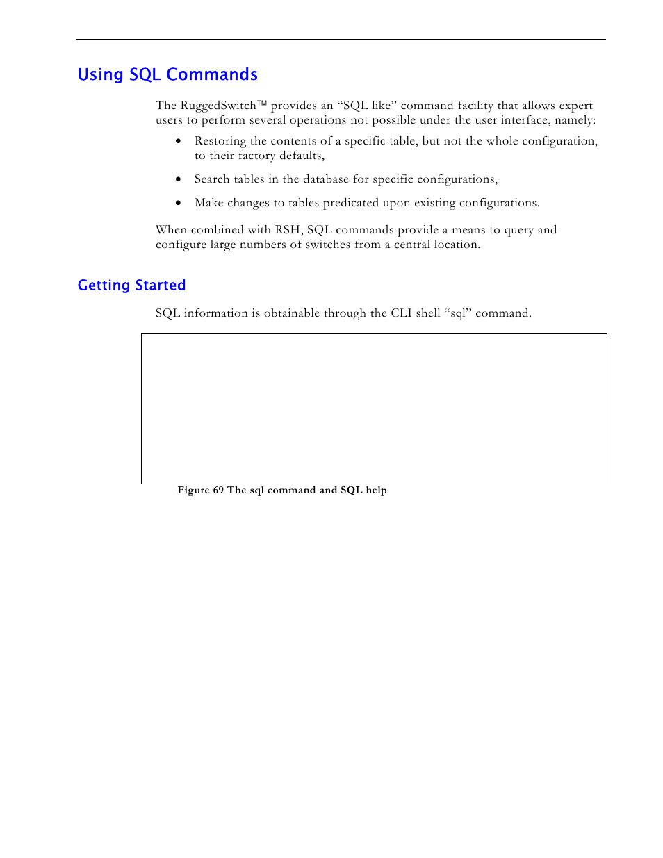Using sql commands, Getting started | RuggedCom RS1600 User Manual | Page 117 / 130