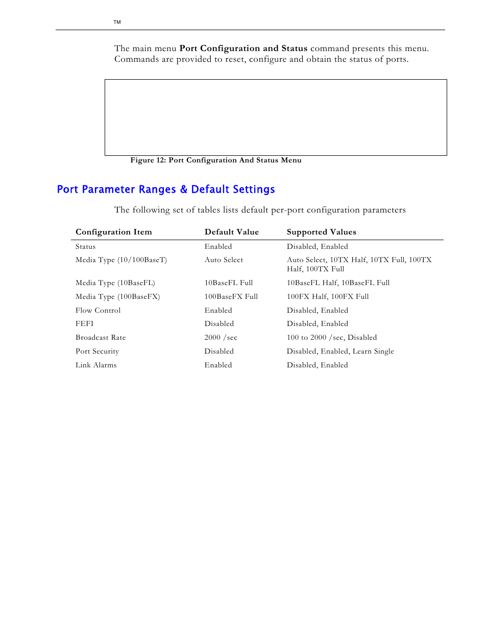 Port parameter ranges & default settings | RuggedCom RS1600 User Manual | Page 32 / 130