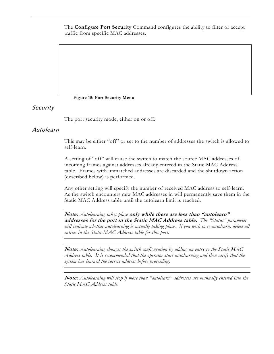 Security, Autolearn | RuggedCom RS1600 User Manual | Page 35 / 130