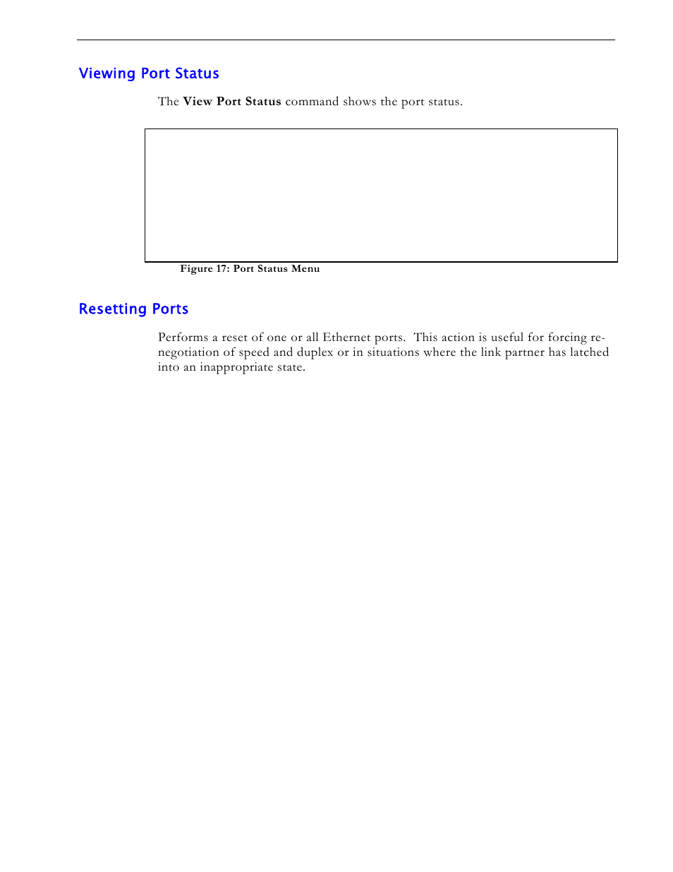 Viewing port status, Resetting ports | RuggedCom RS1600 User Manual | Page 37 / 130