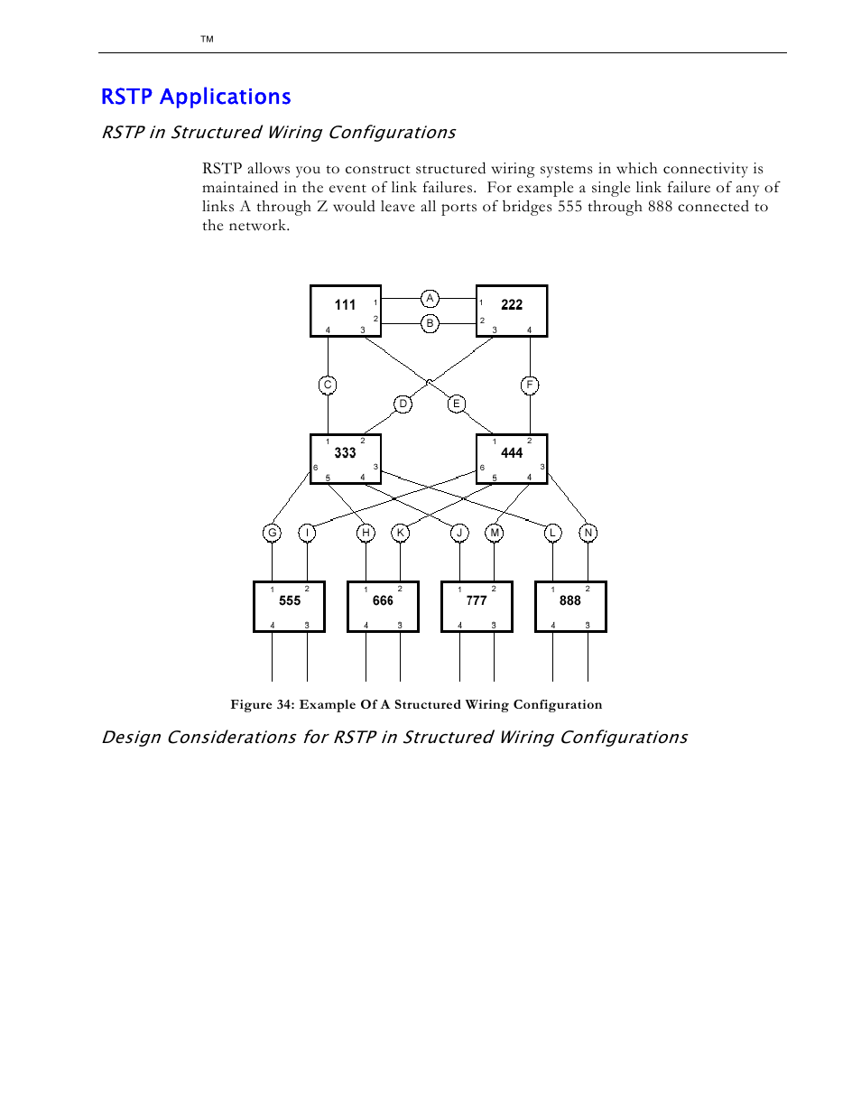 Rstp applications, Rstp in structured wiring configurations | RuggedCom RS1600 User Manual | Page 60 / 130