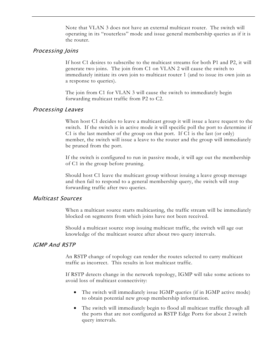Processing joins, Processing leaves, Multicast sources | Igmp and rstp | RuggedCom RS1600 User Manual | Page 79 / 130