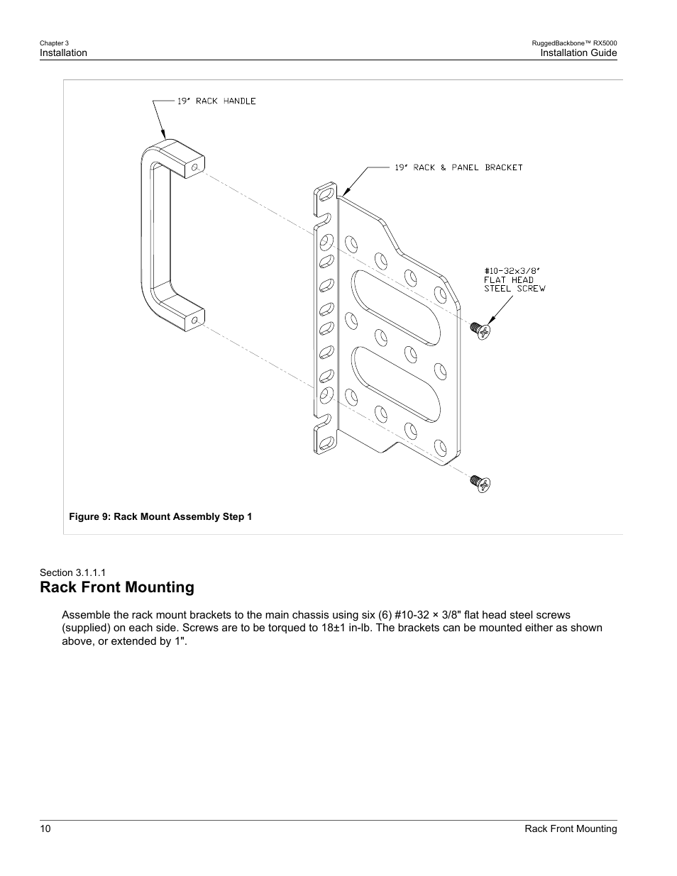 Rack front mounting, 1 rack front mounting | RuggedCom RUGGEDBACKBONE RX5000 User Manual | Page 16 / 44