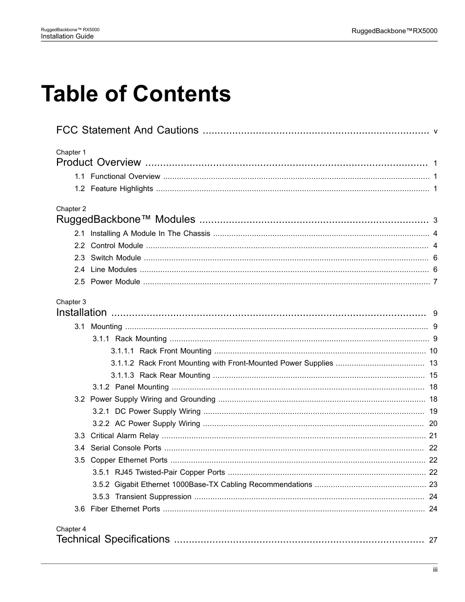 RuggedCom RUGGEDBACKBONE RX5000 User Manual | Page 3 / 44