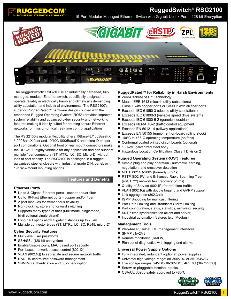 RuggedCom RSG2100 User Manual | 11 pages