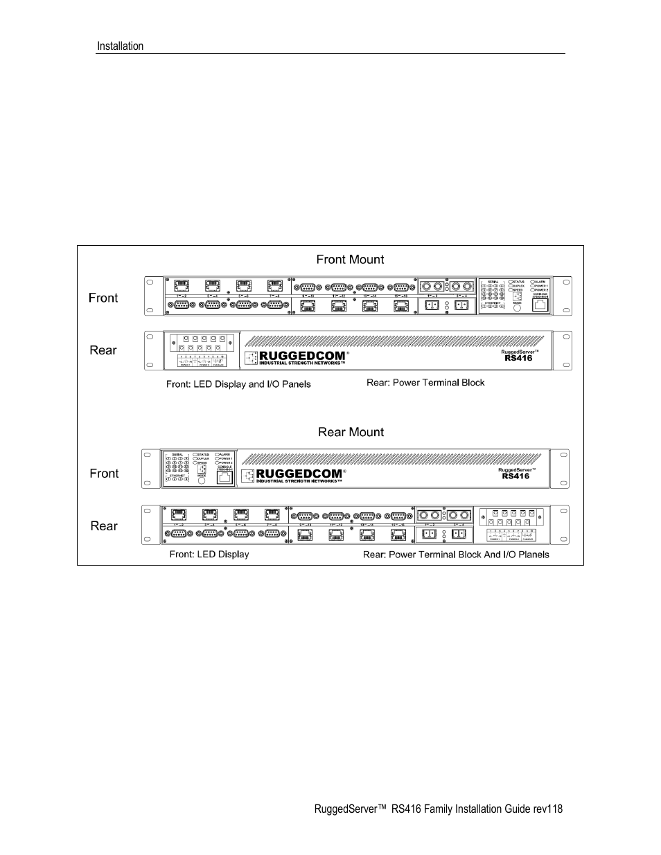 Installation, Mounting, 2 installation | 1 mounting | RuggedCom RS416 User Manual | Page 12 / 43