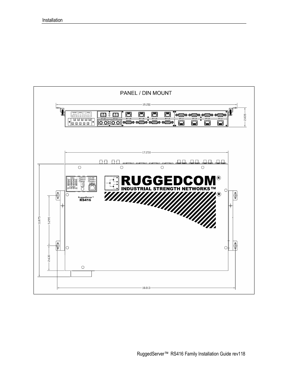 Panel and din rail mounting, 2 panel and din rail mounting | RuggedCom RS416 User Manual | Page 14 / 43