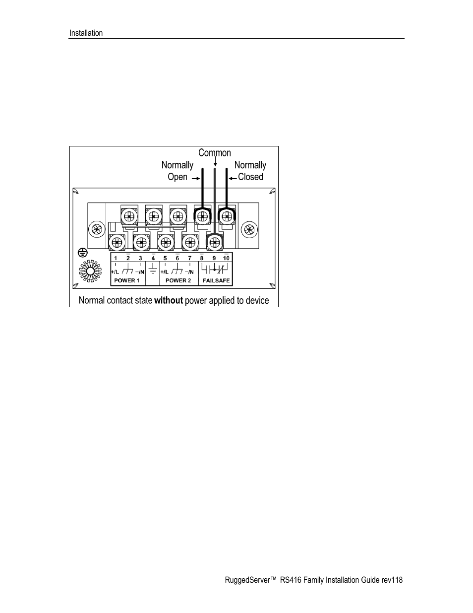 Failsafe alarm relay wiring, Figure 15: failsafe alarm relay wiring, 4 failsafe alarm relay wiring | RuggedCom RS416 User Manual | Page 22 / 43